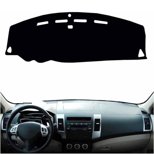 AHDHAJAQ Alfombrilla Protectora Salpicadero De Coche, para Outlander 2nd Gen CW/ZG/ZH 2006-2012 Salpicadero Cubierta Protectora Antideslizante, Interiores para Consola Central,A/LHD(Black)