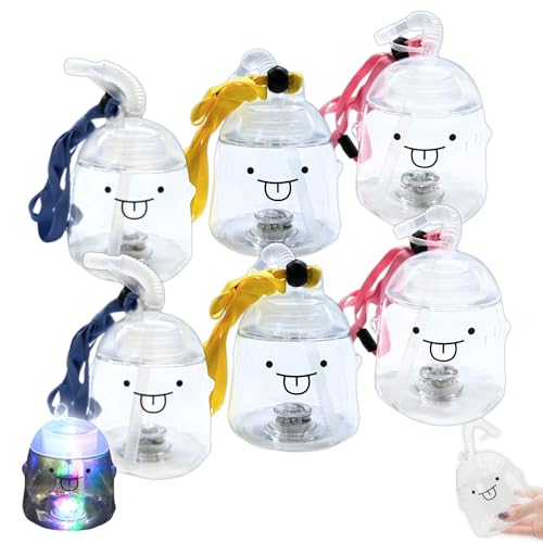 【嬉しい 縁日 用品】光る ピカピカ ボトル おばけ 3種 6個 セット〔 お祭り/イベント/子供会/露店/縁日 〕持ち歩き ストラップ付き【K-Bright感謝のカード】 (おばけ)