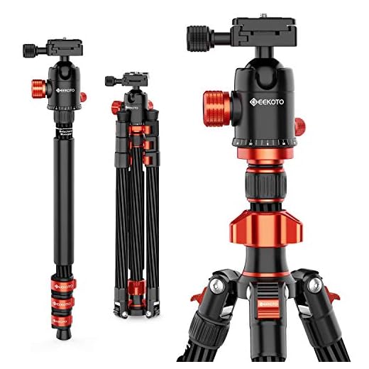 GEEKOTO 79 inches Carbon Fiber Camera Tripod Monopod with 360 Degree Ball Head 1/4 inch Quick Shoe Plate Professional Tripod Load up to 26.5 pounds