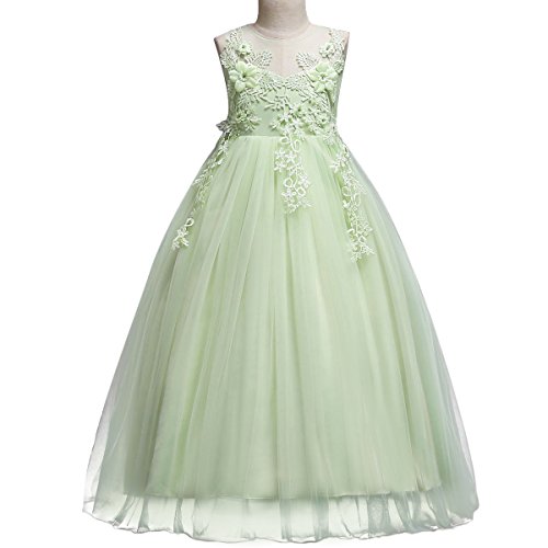 Flower Girls Vintage Lace Maxi Bridesmaid Dress Princess Birthday Wedding Party Tulle Pegeant Evening Formal Prom Dance Gown3