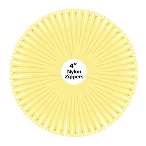Image of Mandala Crafts 100 PCs Butter Yellow Closed-End 4 inch Nylon Zippers for Sewing