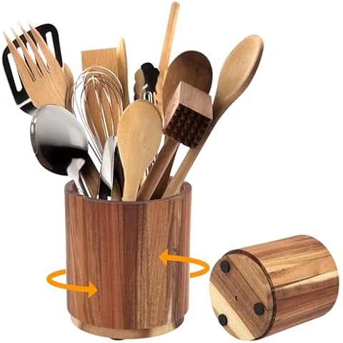Natural Acacia Wood Utensil Crocks Cover