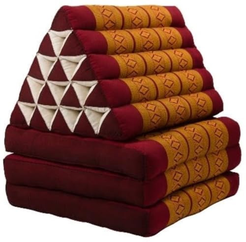 Fine Asianliving Colchón Tailandés de 3 Pliegues con Cojín Triangular Plegable 54x180x6cm XL Naranja