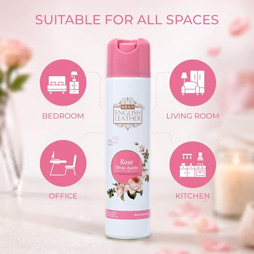 Image of Next Care English Leather Rose Room Air Freshener Spray 220ml | Premium Home Fragrance Spray | Floral Aroma for Home Office Car Bathroom | Pack of 1