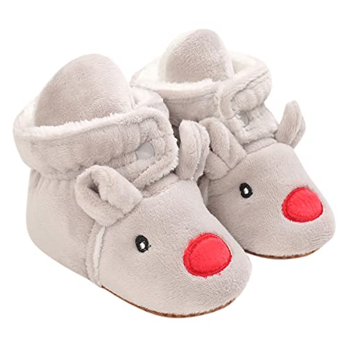 Christmas Fluff𝐲 Boots for Baby Cotton Warm Cotton Shoes Infant Soft Comfortable Warming Home Winter Ankle Sock Shoes3