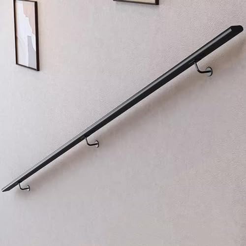 Rampe d'escalier en fer forgé noir de 120 cm avec support de sécurité mural - 4