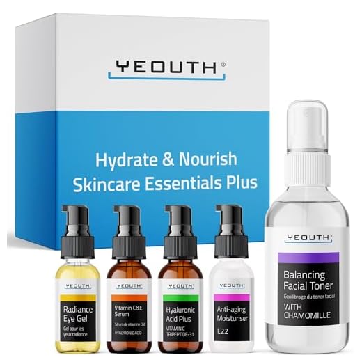 Bästa kompletta anti-åldrande hudvårdssystem, YEOUTH 5-pack - balanserande toner för ansikte - Vitamin C serum - Hyaluronsyra Serum - ögongelkräm - L22 ansikts fuktkräm