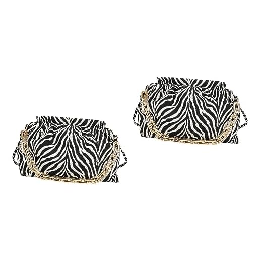 VALICLUD 2 Piezas Bolsa De Mensajero Bolso De Mano con Cadena En Forma De Nube Bolsa De Mano De Cebra Correa De Monedero Cebra De Las Mujeres Contraste De Color Bolsa De Tela Paño De Lana