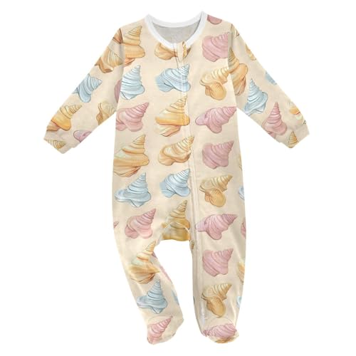 vvfelixl Baby Boys Girl Oneise Sleepers Cartoon Colorful Conch Long Sleeve Baby Play One Piece Footies for 6-9 Months