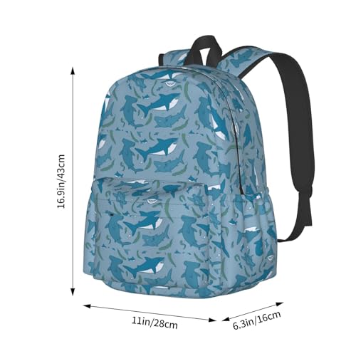 Shark And Seaweed Laptop Backpack Shoulder Bag Laptop Pack Travel Backpacks Commuter Back Pack Casual Daypack Bags With Side Pockets4