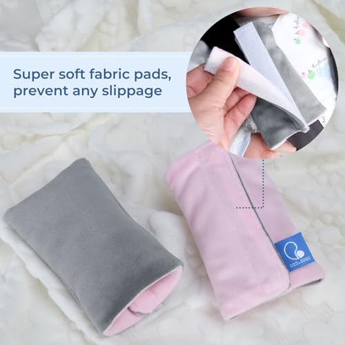 Image of COOLBEBE Car Seat Straps Shoulder Pads for Baby Kids, Super Soft Seat Belt Covers for All Car Seats /Pushchair /Stroller /High Chair(Grey /Pink)