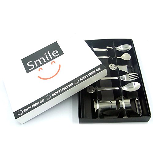 Generic Cute Stainless Steel Smile Face Flatware Cutlery Home Kitchen Set in Spoon Fork