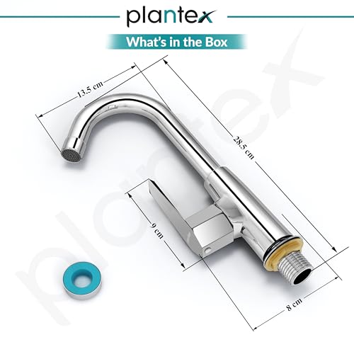 Image of Plantex Kitchen Taps for Home Sink with 360 Rotation /Sink Tap for Kitchen Basin with Teflon Tape /Kitchen Faucets for Sink -Chrome (Celesiya-1246)