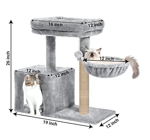 Image of Cat Tree with Scratching Posts, Hammock and Perches (Grey - FURR-30)