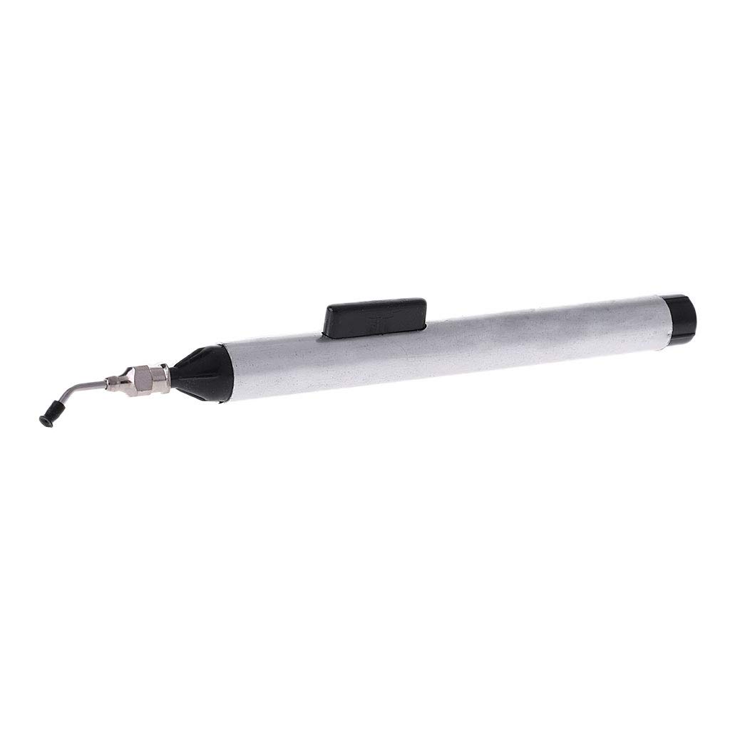 JAGTRADE Vacuum Pens Vacuum Pen for w/ 3 Suction Pads Desoldering Suction Pen Solder Extraction Removal Tool White for IC Surface Mounted Dev, 15.2cm, Silver + Black
