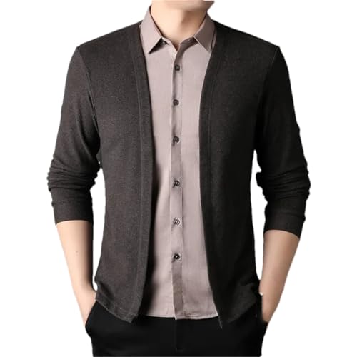 Men's Two-Piece Cardigan, Thickened, Warm V-Neck Sweater, Solid Color Casual Business Top