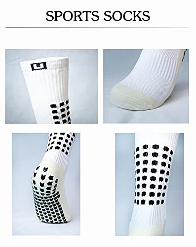Image of Ulalaza Unisex Anti Slip Sports Thicken Cushion Soccer Socks Non Skid Grippy Traction for Football Basketball Sports