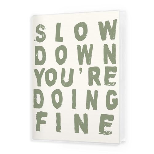 Image of Retro Sage Green Inspirational Photo Album 4x6, Slow Down You're Doing Fine 18 Pockets all Picture Memory Book Photo Album Keepsake for Graduation Wedding Anniversary Travel Vacation