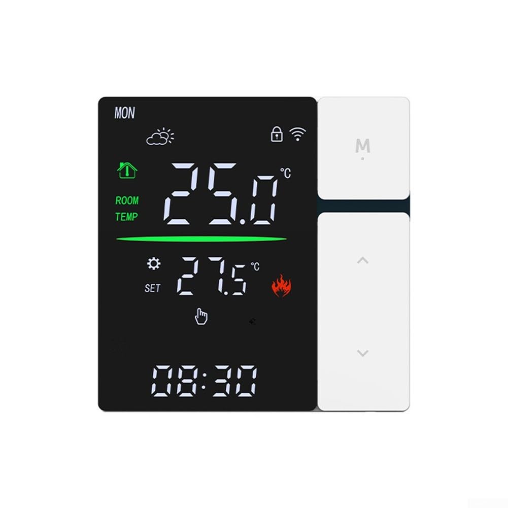 Termostato intelligente WiFi per Tuya, termostato programmabile per riscaldamento intelligente, montaggio a parete, con display a LED e risparmio energetico, per casa e ufficio (bianco 3A)