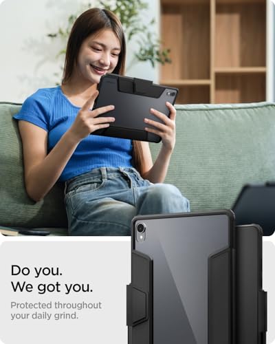 Image of Spigen for Galaxy Tab S11 Case (2025), Ultra Hybrid Pro Protective Tri-Fold Cover with Transparent Back and S Pen Holder, 11 Inch, Black