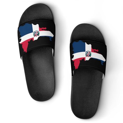 Dominican Republic Map Flag Funny Slide Sandals Non-Slip PVC Shower Slipper House Shoes Open Toe Slippers for Adult 46 (287mm)