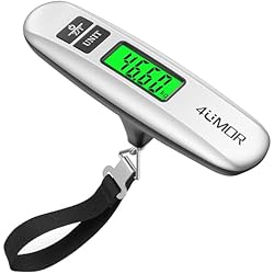 4UMOR Báscula Digital para Maleta 50 kg/lb Escala de equipaje Portátil LCD Con Bateria con Función de Tara