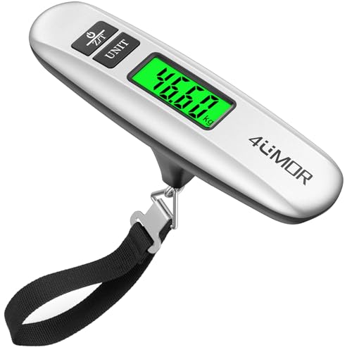 4UMOR Báscula Digital para Maleta 50 kg/lb Escala de equipaje Portátil LCD Con Bateria con...