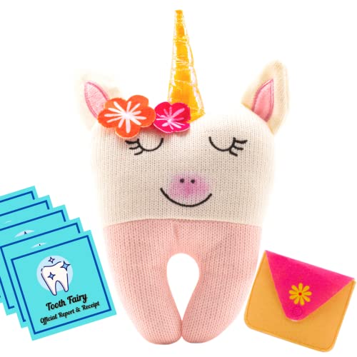 Tooth Fairy Pillow - Our Tooth Fairy Pillows are for Girls and Boys - This Tooth Fairy Kit Includes 5 Notecards and a Keepsake Pouch - Super Cute Unicorn Tooth Fairy Gifts for Girls and Boys