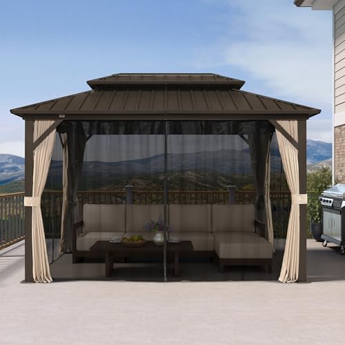 PURPLE LEAF Outdoor Hardtop Gazebo 8' x 12' Galvanized Steel Aluminum Frame - Image 3