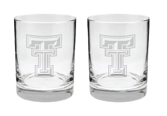 Texas Tech Red Raiders 2-Sided Satin Finish Rock Glass Set of 2 14oz