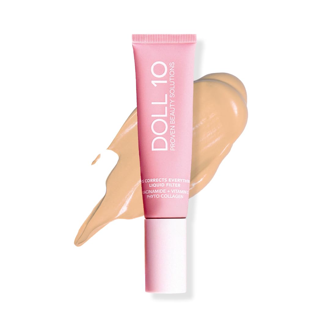Doll 10 TCE Liquid Filter – CC Cream Foundation - Liquid Foundation - Lightweight Tinted Moisturizer & Skin Tint - Blurs Pores & Fine Lines - Vegan -