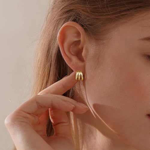 Image of SHERLOVE Chunky Knot Gold Earrings Women Statement Drop Dangle Earrings | 14K Gold Plated Hypoallergenic Lightweight,Trendy Dainty Elegant Cute,Women Gold Jewelry Fashion Accessories Gifts