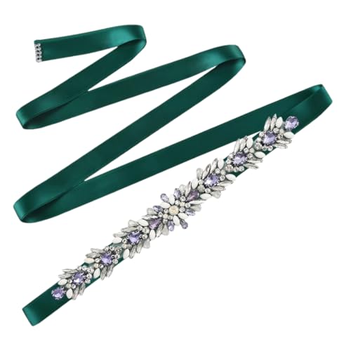 Rhinestone Bridal Wedding Accessory, Women's Evening Dress Belt, Purple Applique Belt