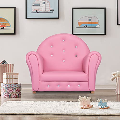 kinbor Kids Rocking Sofa Chair, Toddler Recliner, Children Leather Chair, Ergonomic Design Armchair with Armrest and Backrest, Pink kinbor Kids Rocking Sofa Chair, Toddler Recliner, Children Leather Chair, Ergonomic Design Armchair with Armrest and Backrest, Pink