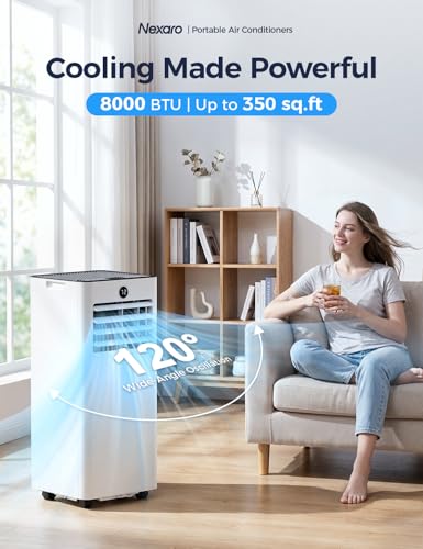 Image of Quiet Portable Air Conditioner 8000 BTUs, Cools Rooms up to 350 Sq. Ft, Dehumidifier & Fan Mode, Sleep Mode, 24-Hour Timer, 26 ft Remote Control, 2026 Model, Window Kit 1-piece