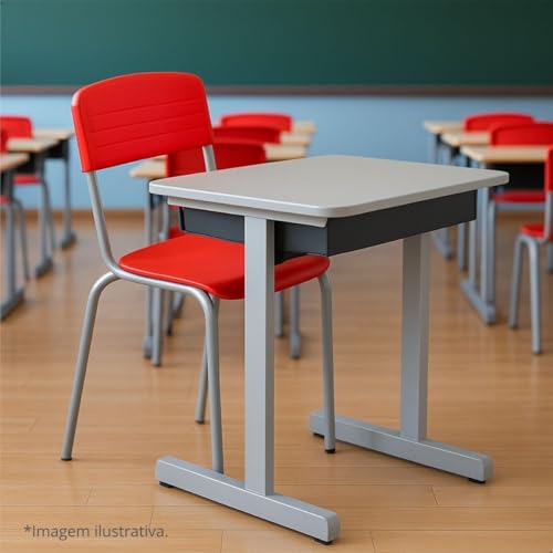 Tampo Carteira Escolar Cinza Cristal 61x46cm em MDF com Perfil Cinza – Superfície Segura e Resistente Home Gourmet