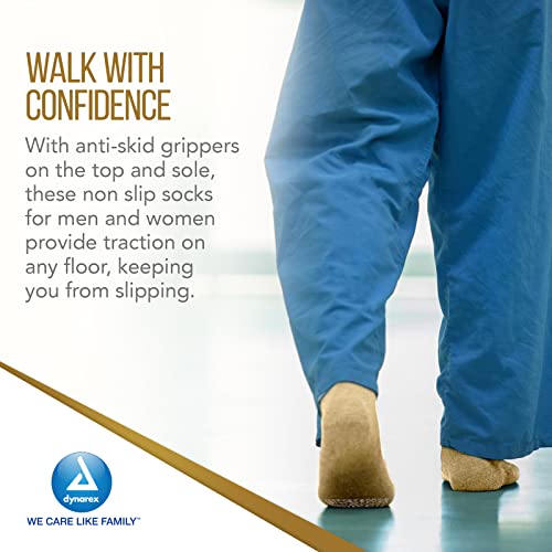 Dynarex Double Sided Non-Skid Socks - Non-Slip Hospital Slipper Socks with Grips, Unisex - Polyester-Spandex Blend - Warm, Fuzzy, No Latex - X-Large, 48 Pairs per Case4