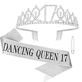 Semato 17th Birthday Decorations for Girls - Sash and Crown Silver Kit