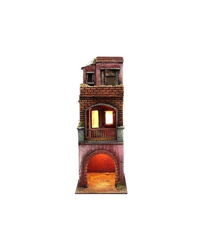 Chianese Casa per presepe in legno e sughero caseggiato con luce casetta realizzata a mano per pastori da 10 cm stile 700 misure 45x20x20 cm