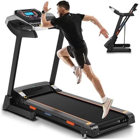 Treadmill with 15% Auto Incline, FUNMILY 3.25HP Heavy Duty Treadmill for Home, 300 lb Weight Capacity Folding Running Machine, Smart App Control/Shock Absorption/Bluetooth Speaker(Deep Dark Black) Cover