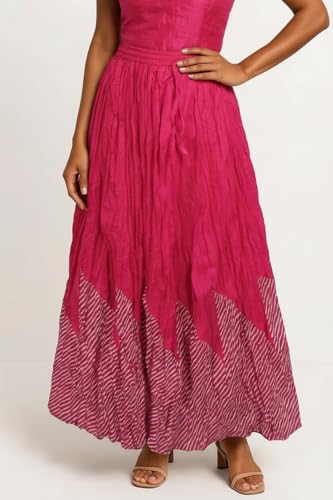 Image of Premium Long Skirt | Stylish Long Crushed Cotton & Unique Prints | Floor Length Skirt for Women | Elastic Waist Premium Maxi Skirt - Comfortable Casual Wear