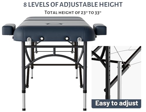 Image of 3 Fold Professional Massage Table Portable Hold Up to 1100LBS Blue