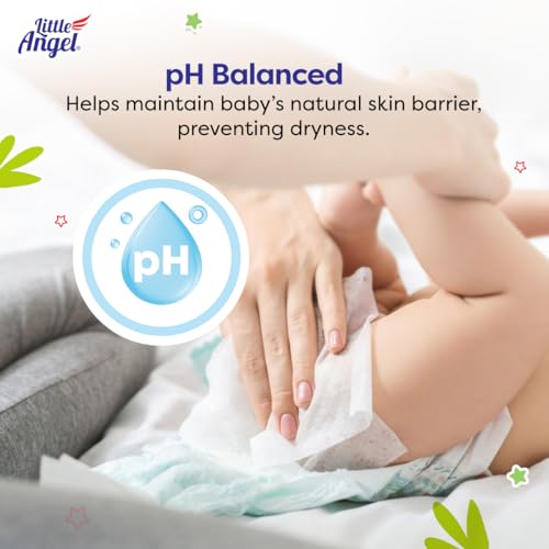 Image of Little Angel Super Soft Cleansing Baby Wipes Lid Pack, 648 Count, Enriched with Aloe vera & Vitamin E, pH balanced, Dermatologically Tested & Alcohol-free, Pack of 9,72 count /pack