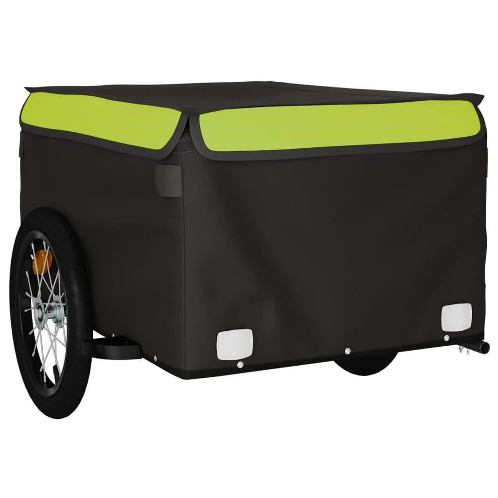 Remolque de bicicleta negro y naranja de hierro con capacidad de carga, 120 x 54 x, bandera de seguridad, plegable para transporte de equipaje, perro, niño y excursiones al aire libre