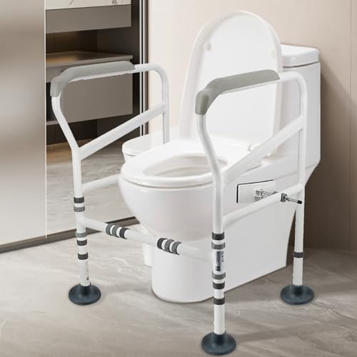 Aufstehhilfe Toilette für Senioren,3 Fach höhenverstellbar 68.5-73.5cm Toilettenstützgestell mit rutschfesten Füßen, Aufstehhilfe WC-Stützhilfe für Senioren Behinderten und Schwangere Frauen,bis 150kg