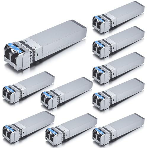 Image of 10Gtek 10GBase-LR SFP+ Transceiver, 10G 1310nm SMF SingleMode Fiber Optic Module, 10km, for Cisco SFP-10G-LR, Meraki MA-SFP-10GB-LR, Ubiquiti UniFi UF-SM-10G, Fortinet, Mikrotik and More, Pack of 10