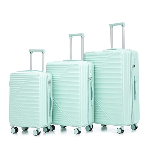Fashionable 3-piece luggage set with ABS wheels. The luggage comes with a TSA lock (Mint Green + ABS)