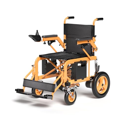 Image of Hassky Electric Wheelchair for Adults with Dual Shock Absorption,25 Miles Long Range Power Wheelchair for Seniors,All Terrain Motorized Wheelchair with a Robust 39KG (86LB) Weight,Orange