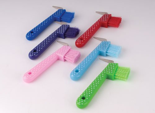 Harlequin Dottie Horses Hoof Pick & Brush Baby Blue