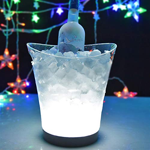 ijsemmer LED Ice Bucket Kleurrijke Dubbellaags Vierkante Bar Bier Ice Bucket Multi-Color Changing Duurzame Ijs Wijn Bucket 5L voor Bar (Color : Double Champagne Buc) - Image 8